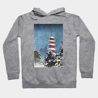 Nikko Pagoda in Snow by Tsuchiya Koitsu Hoodie